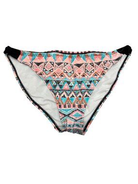 Malibu Dream Girl XL Pink Teal Tribal Print Bikini Bottoms Boho Eclectic